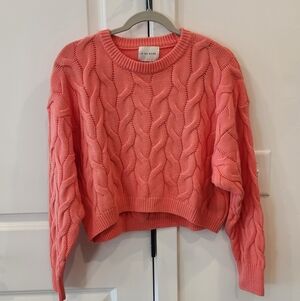 Pink Rose Coral Cable Knit Sweater